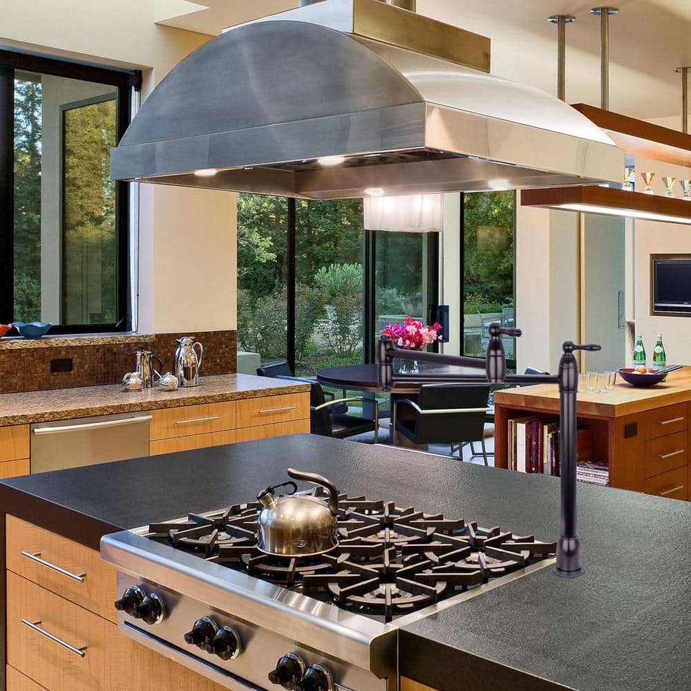 Matte Black Dual Handle High Arc Kitchen Faucet