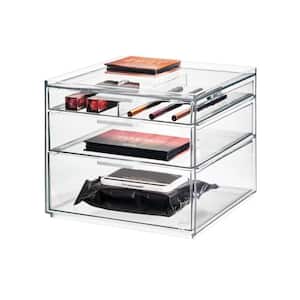 RPET 3-Drawer Cosmetic Org Tall Clear/Matte White Trim