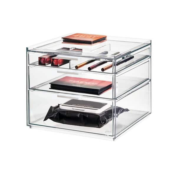 No-Drill Clear Acrylic Makeup Organizer Wall Mounted with Adhesive