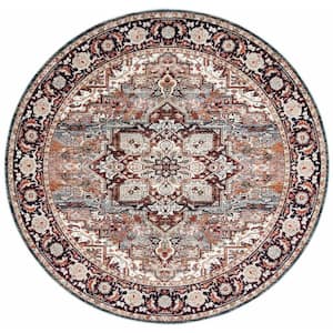 Herat Red/Ivory 7 ft. x 7 ft. Border Medallion Floral Round Area Rug