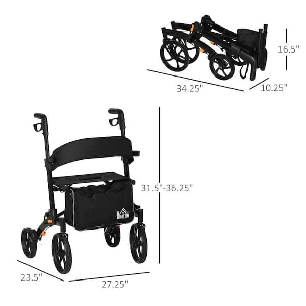 HOMCOM Aluminum Rollator Walker For Seniors And Adults With