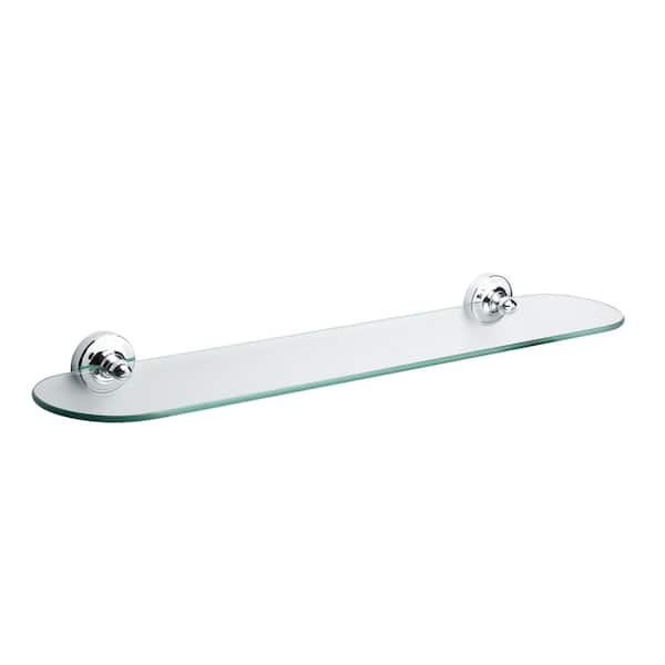 Croydex Wimborne Flexi-Fix Wall Mounted 23 in. Glass Shelf in Chrome