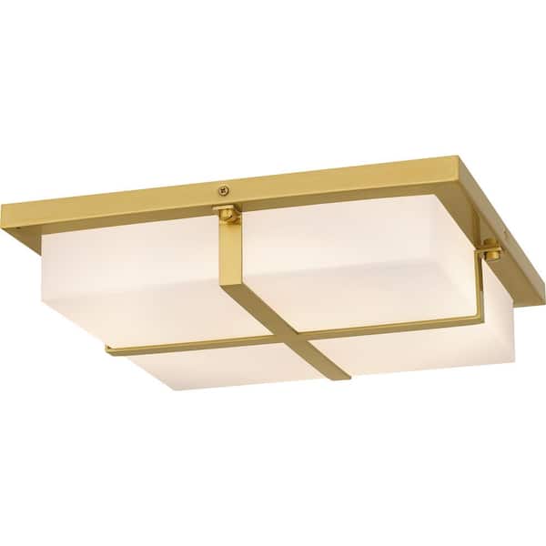 Quoizel Platform 14-in Black with Gold Modern/Contemporary Semi-flush Mount Light