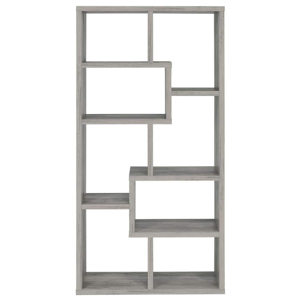 Transitional Driftwood Gray 70.75" Wooden Cube Bookcase