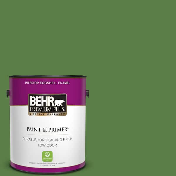 BEHR PREMIUM PLUS 1 gal. #S-H-430 Mossy Green Eggshell Enamel Low Odor Interior Paint & Primer