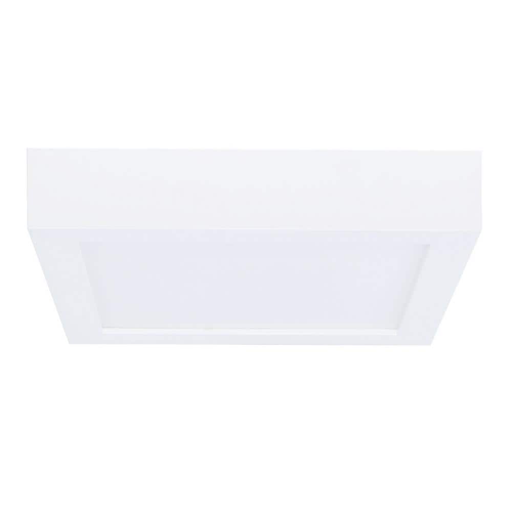 5.5 in. White Square Flush Mount Ceiling Light with Plastic Shade, Dimmable