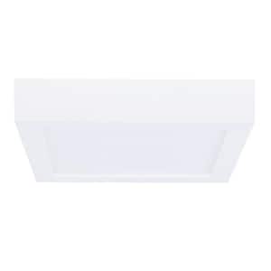5.5 in. White Square Flush Mount Ceiling Light with Plastic Shade, Dimmable 4000K Cool White Light Bulb Included 1-Pack
