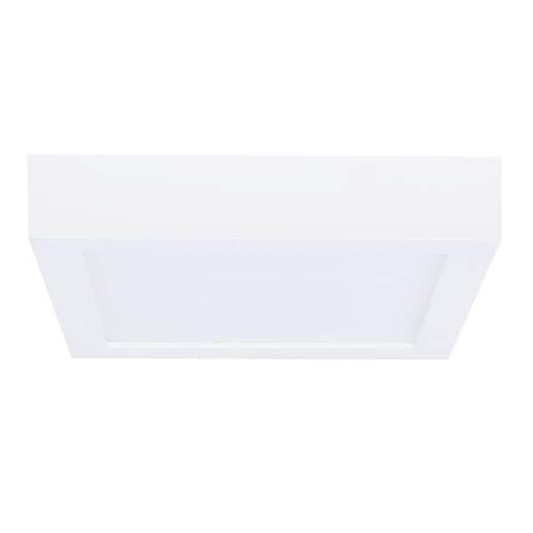 Bulbrite 5.5 in. White Square Flush Mount Ceiling Light with Plastic Shade, Dimmable 4000K Cool White Light Bulb Included 1-Pack