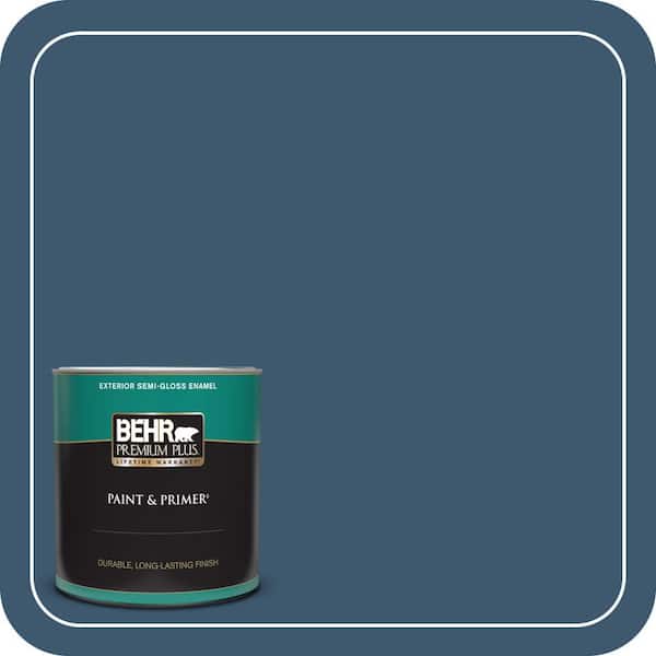 BEHR PREMIUM PLUS 1 qt. #BXC-24 Atlantic Tide Semi-Gloss Enamel Exterior Paint & Primer