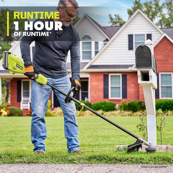 RYOBI - 40V 15 in. Expand-It Cordless Battery Attachment Capable String Trimmer &. 080 Pre-Cut Line w/ 4.0 Ah Battery & Charger