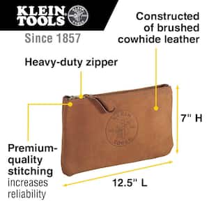 12-1/2 in. Leather Zipper Bag