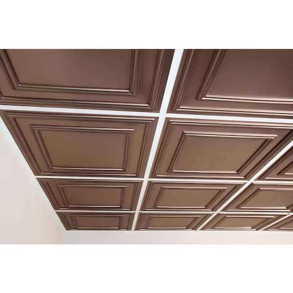 Cambridge Faux Bronze 2 ft. x 2 ft. Lay-in or Glue-up Ceiling Panel (Case of 6)