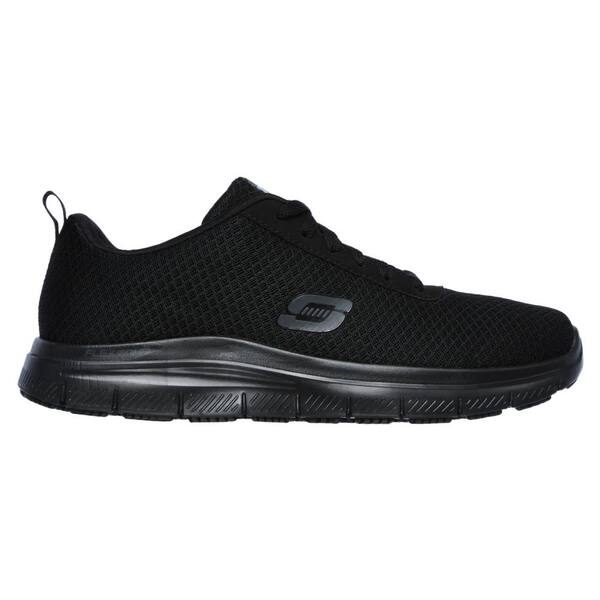 skechers black slip resistant shoes
