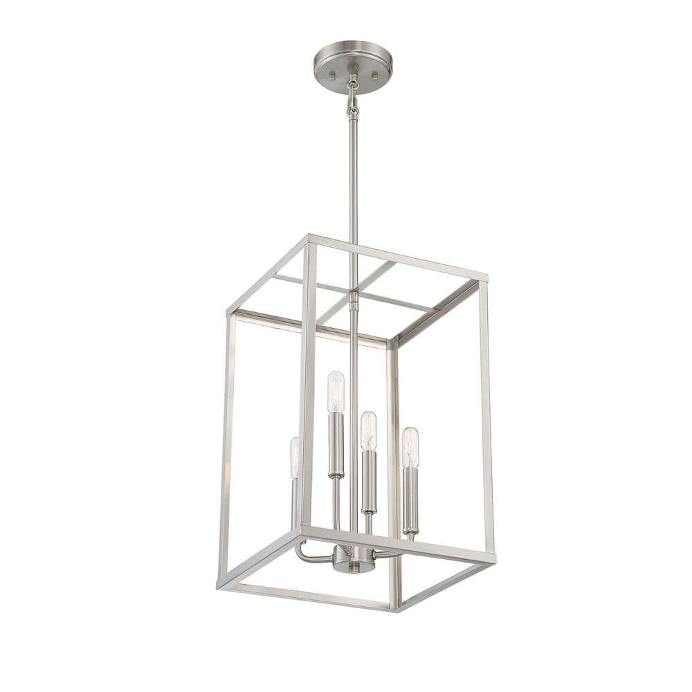 Contemporary Geometric 4-Light Brushed Nickel Pendant