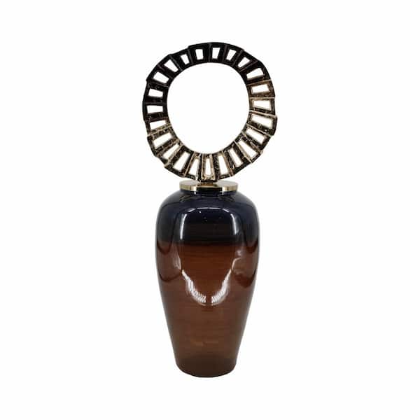 Liv & Skye 35 in. Brown Glass Vase With Crown Top