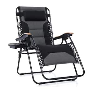 Black 1-Piece Metal Outdoor Recliner