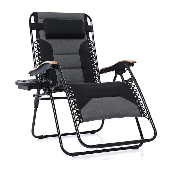 ITOPFOX Black 1-Piece Metal Outdoor Recliner