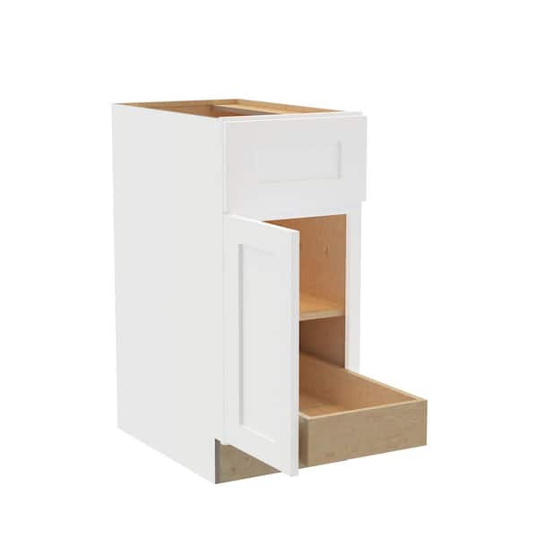 Home Decorators Collection Newport 18 in. W x 24 in. D x 34.5 in. H Assembled Plywood Base Kitchen Cabinet in Pacific White with 1ROT Soft Close LH