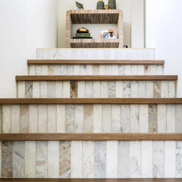 Arabescato Venato White Stacked 12 in. x 12 in. x 0.38 in. Honed Marble Mesh-Mounted Mosaic Tile (1 sq. ft./Each)