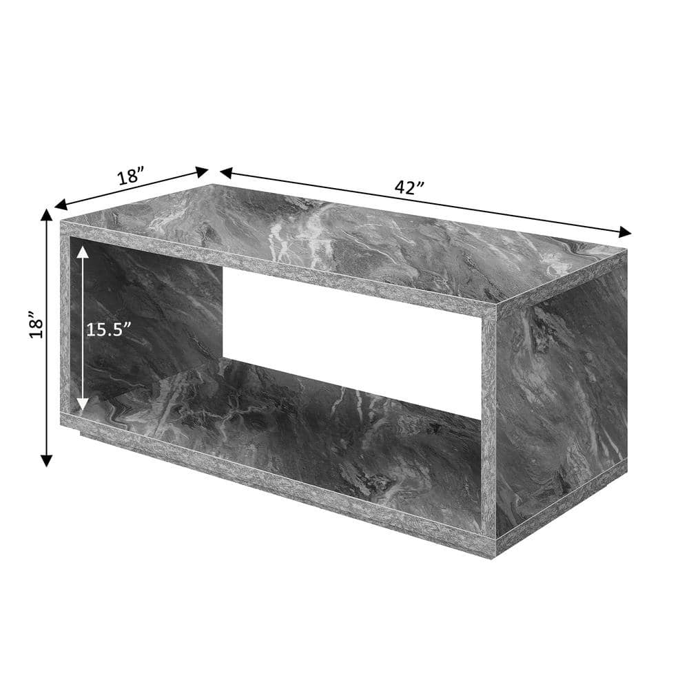 Gray Faux Marble Rectangular Coffee Table with Shelf