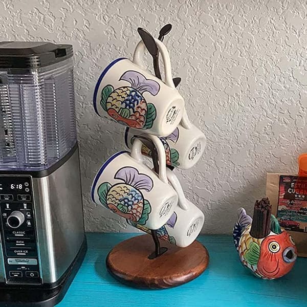 BOOKZON Mug Holder – Countertop Mug Tree For Coffee Cup Storage, Midnight Black Kitchen Organizer - View #6