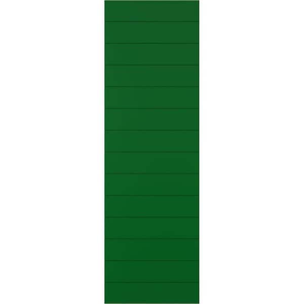 Ekena Millwork 15 in. x 69 in. True Fit PVC Horizontal Slat Modern Style Fixed Mount Board and Batten Shutters Pair in Viridian Green