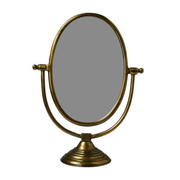 Antique Brass Oval Swivel Vanity Mirror with Aluminum Frame