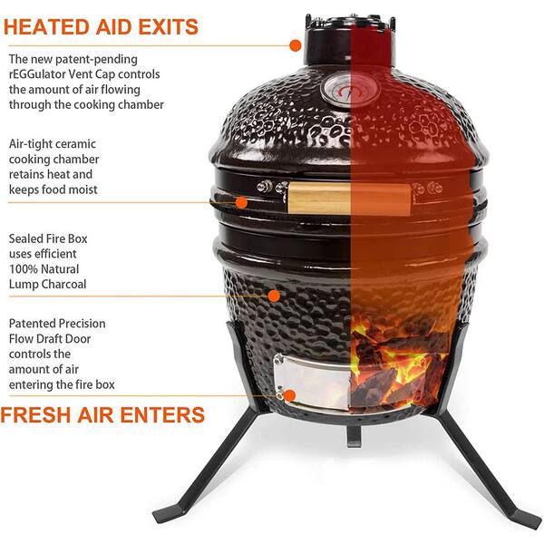 Clihome Kamado Grill in. Mini Grills BBQ Smoker without Table in Black-TO-W59132152 - The Home Depot