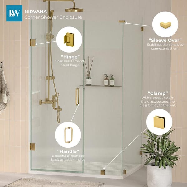 Kobiworks Nirvana 40 in. W x 40 in. L x 76 in. H Pivot Frameless
