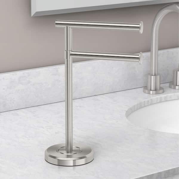 Latitude II Minimalist Countertop 12 in. 2-Arm Pivot Hand Towel Bar Holder in Satin Nickel