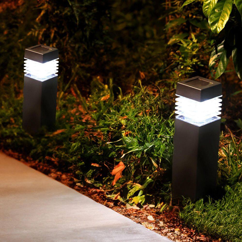 Small Black Plastic Solar LED Pathway Lights, 4-Pack