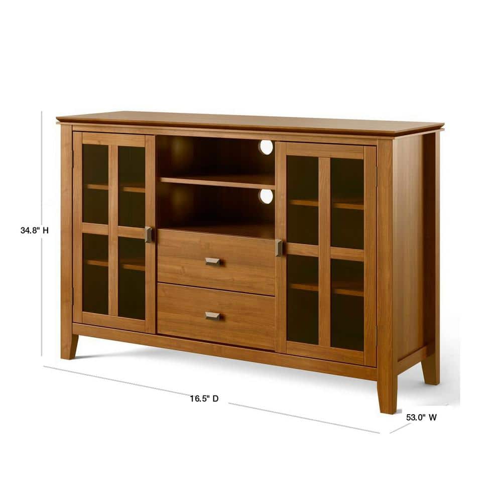 Artisan Honey Brown Solid Wood 53" Transitional Media Stand