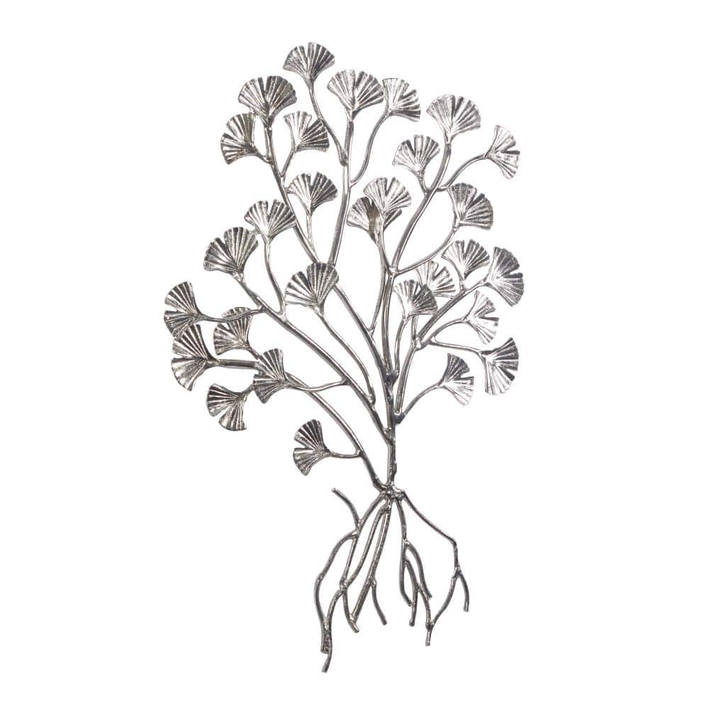 Large Silver Aluminum Floral Tree Wall Sculpture