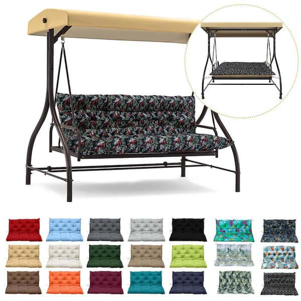 Unbranded 71 in. x 40 in. 3-Seater Replacement Outdoor Swing Cushions with Back Support, Waterproof Bench Cushion (Flamingoin)
