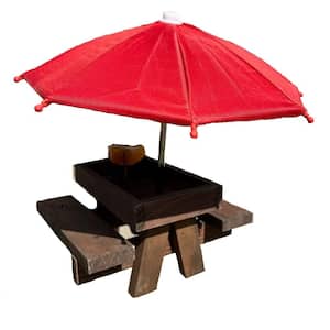 Bamboo Squirrel Picnic Table Feeder With Umbrella And Corn Cobs Furniture Cover