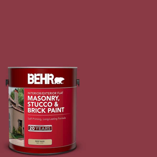 BEHR 1 gal. #PPU1-10 Forbidden Red Flat Interior/Exterior Masonry, Stucco and Brick Paint