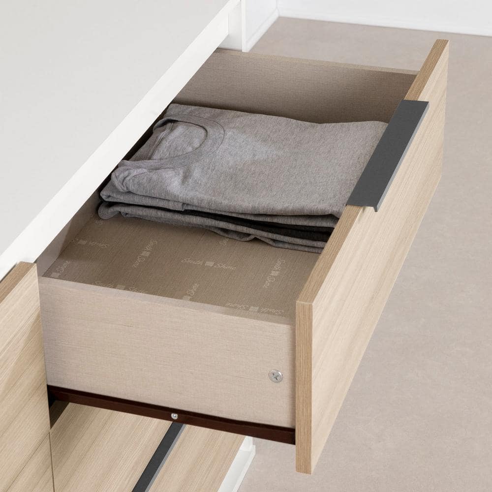 Soft Elm and White Double Dresser with Mirror