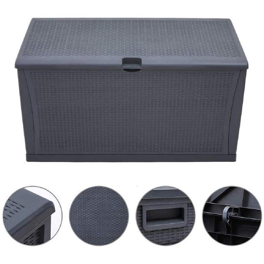 Gray Wicker Pattern 120 Gallon Resin Deck Box