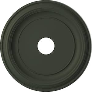 19" O.D. x 3-1/2" I.D. x 1-1/2" P Traditional Thermoformed PVC Ceiling Medallion in UltraCover Satin Hunt Club Green