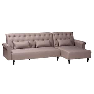 Chesterfield 104.5 in. Clay Fabric Twin Size Sofa Bed