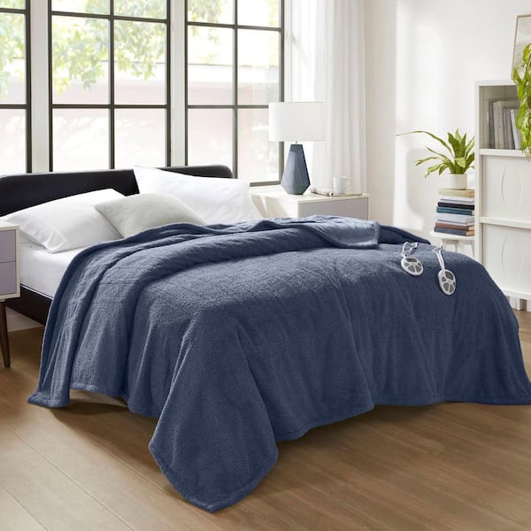 Dream Soft Heated Navy Polyester Queen Electric Blanket
