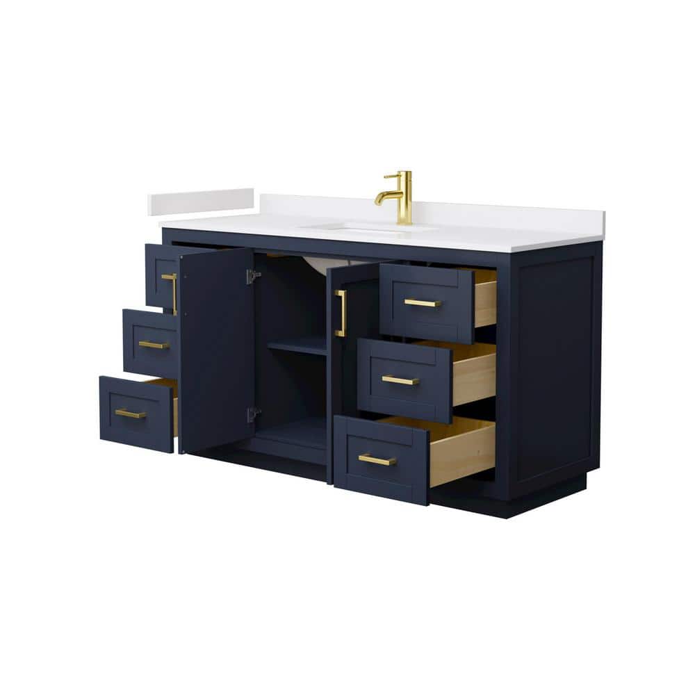 Miranda 60" Dark Blue Single Basin Vanity with White Cultured Marble Top