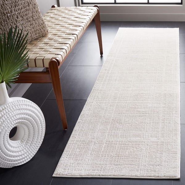 Whisper 2 ft. x 10 ft. Ivory Solid Crosstitch Runner Rug