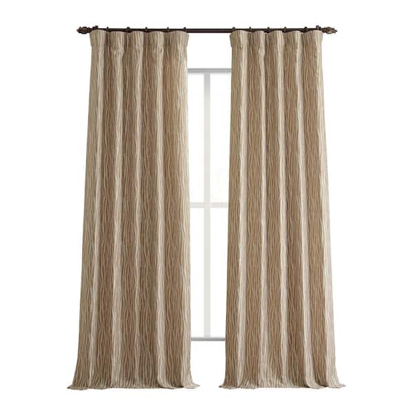 Exclusive Fabrics & Furnishings Tiger Stripe Gold Faux Silk Jacquard 50 in. W x 108 in. L - Rod Pocket Room Darkening Curtains (Single Panel)