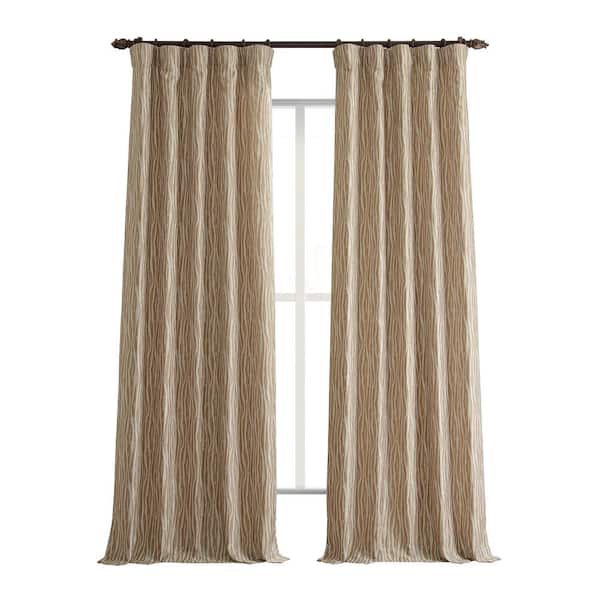 Exclusive Fabrics & Furnishings Tiger Stripe Gold Faux Silk Jacquard 50 in. W x 96 in. L - Rod Pocket Room Darkening Curtains (Single Panel)