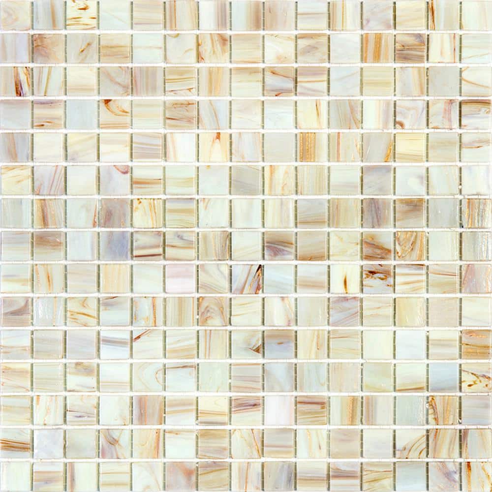 Celestial 12 in. x 12 in. Beige Iridescent Glass Mosaic Tile