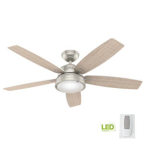 Channelside 52 in. LED Indoor/Outdoor Matte Nickel Ceiling Fan with Remote Ceiling Fans
