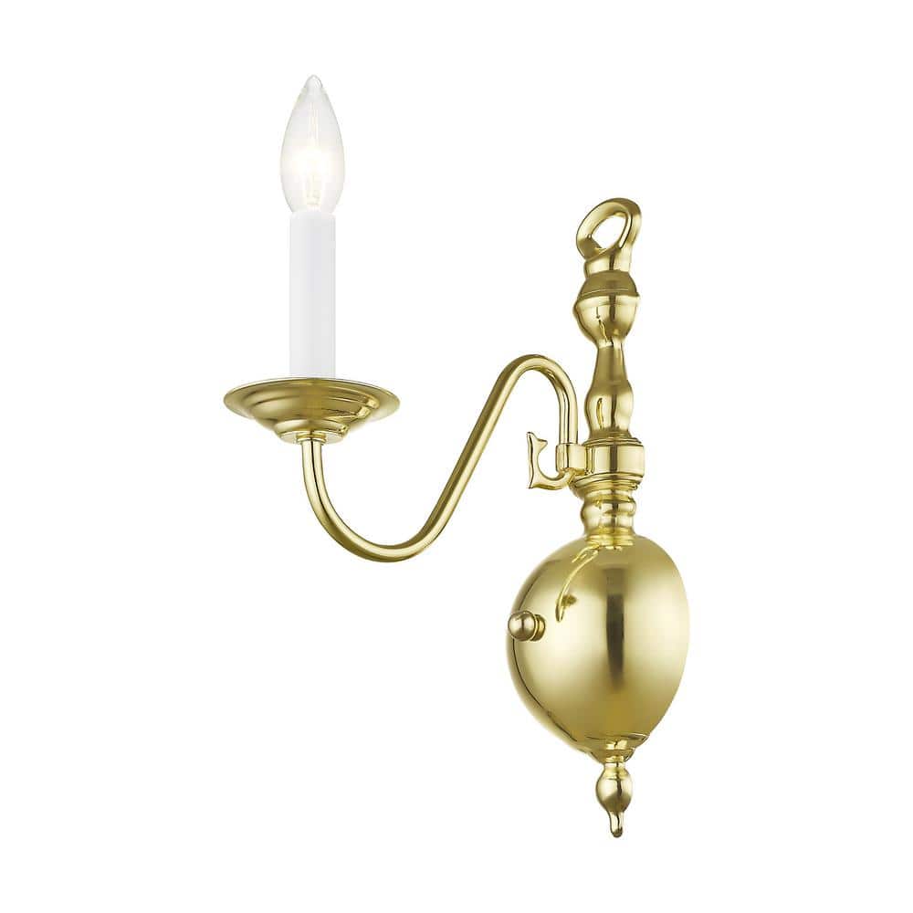Polished Brass Colonial Single Light Wall Sconce