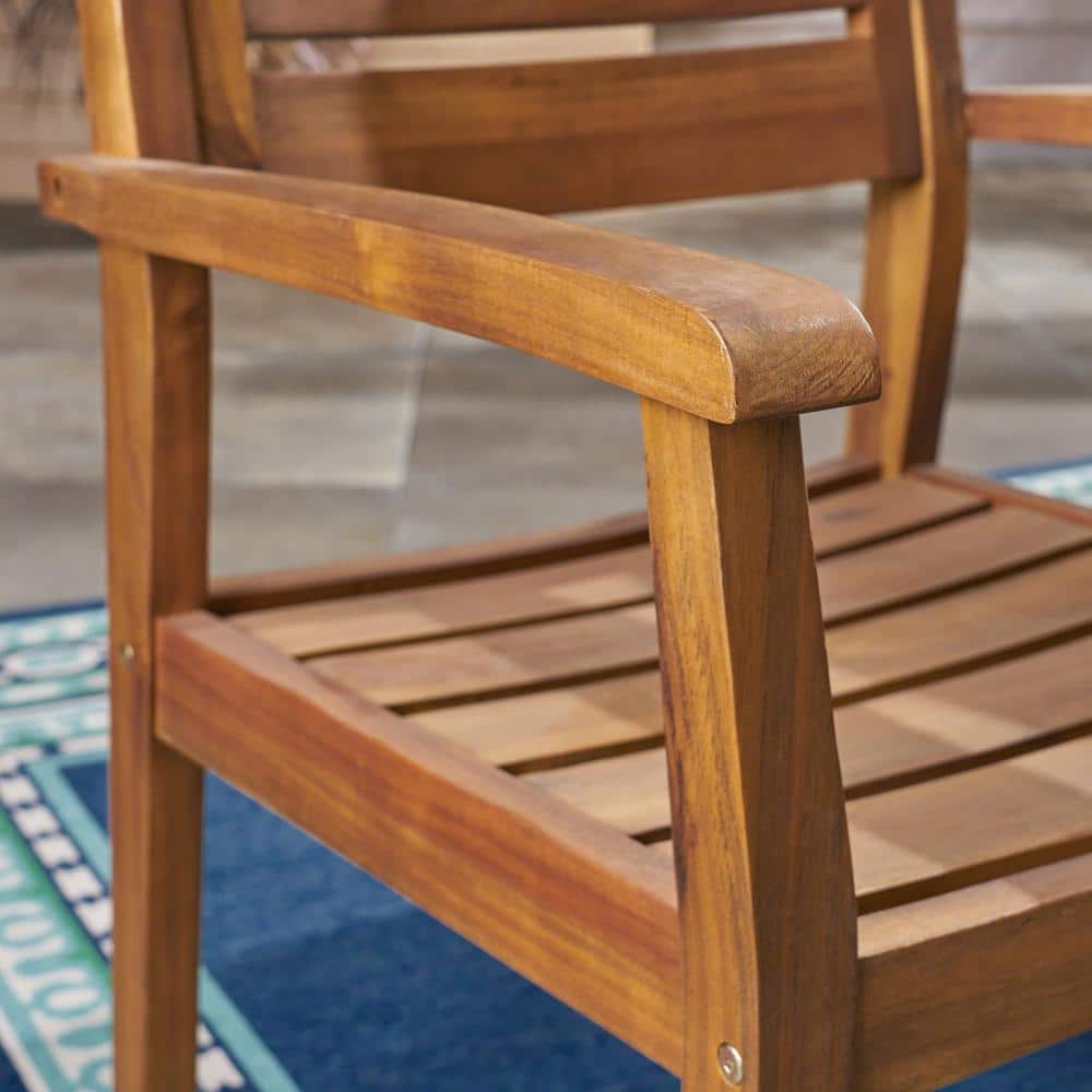 Teak Finish Acacia Wood 5-Piece Outdoor Dining Set