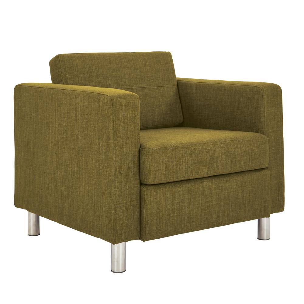 Contemporary Green Fabric Club Style Accent Chair with Chrome Legs